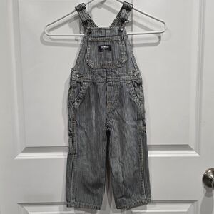 Vintage Oshkosh b'gosh Bib Overalls 24mos Vestbak Denim Blue White Stripes